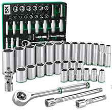 Load image into Gallery viewer, 31 Piece 3/8" Drive, 6 Point, Standard & Deep, Metric Chrome Socket Set