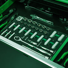 Load image into Gallery viewer, 31 Piece 3/8" Drive, 6 Point, Standard & Deep, Metric Chrome Socket Set