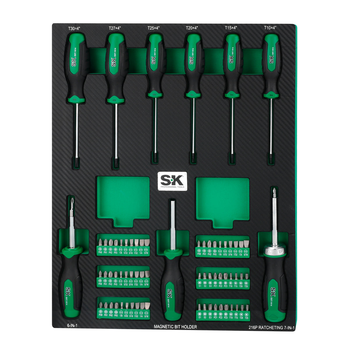 SK01461 - 69 Piece Dual-Material Screwdriver Set with Magnetic Bit Holder