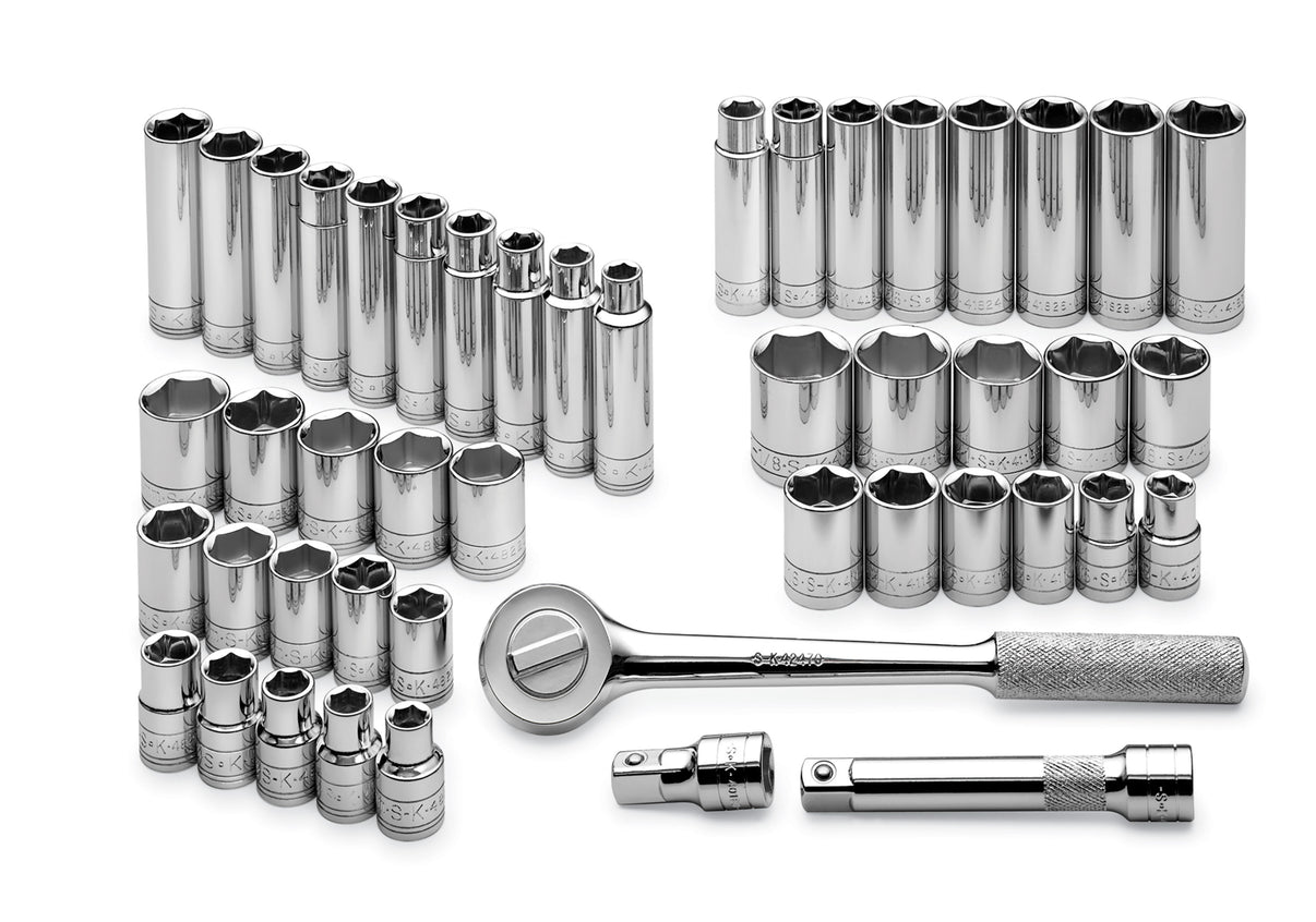 SK4147-6 - 47 Piece 1/2" Drive 6 Pt Std and Deep SAE and Metric Socket Set