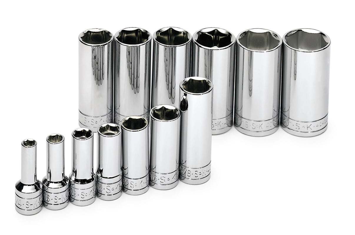 SK4413 - 13 Piece 3/8" Drive 6 Point Deep Fractional Chrome Socket Set