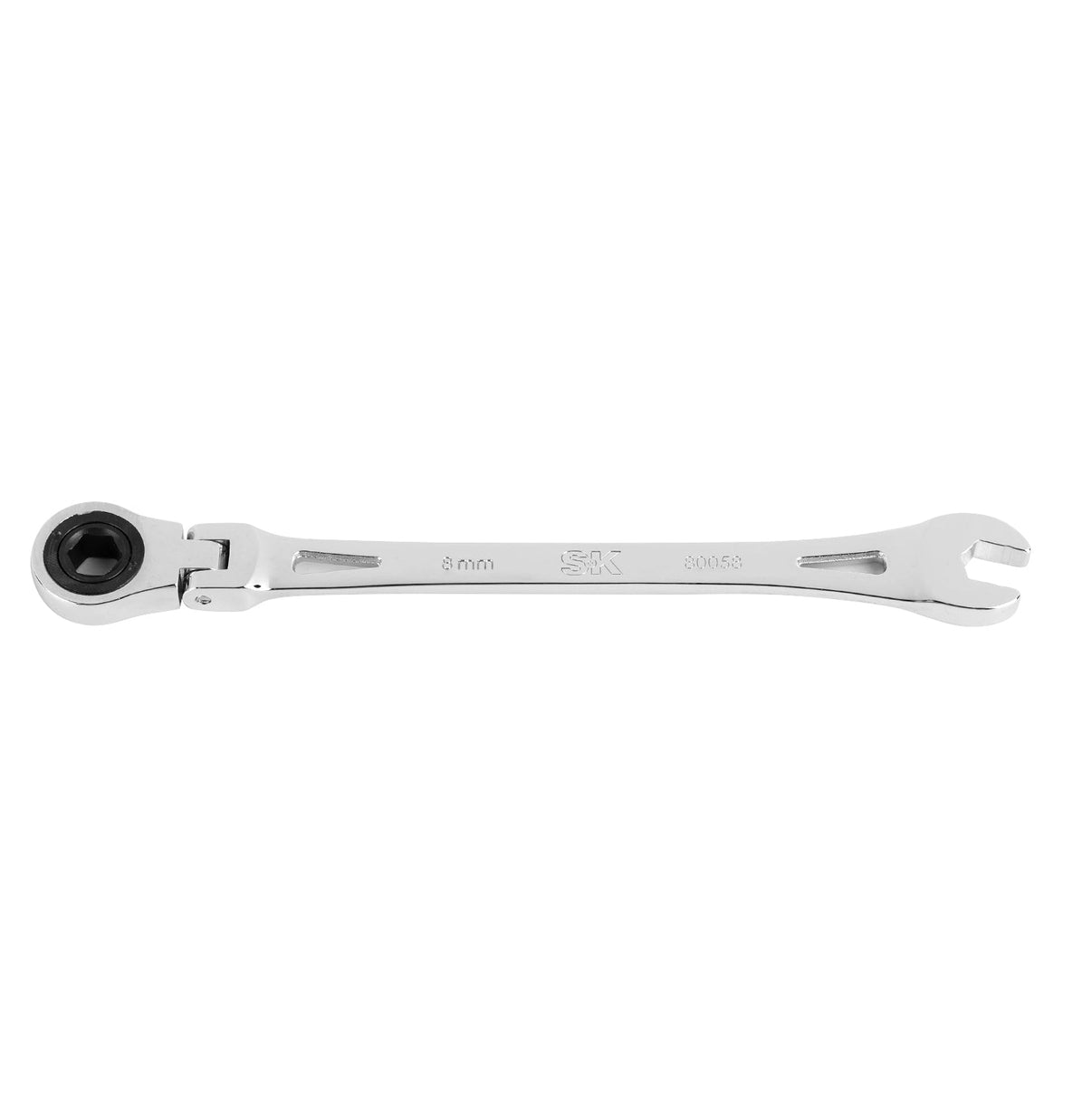 SK80058 - Flex-Head X-Frame® 6-Point Metric Chrome Ratcheting Combination Wrench, 8mm