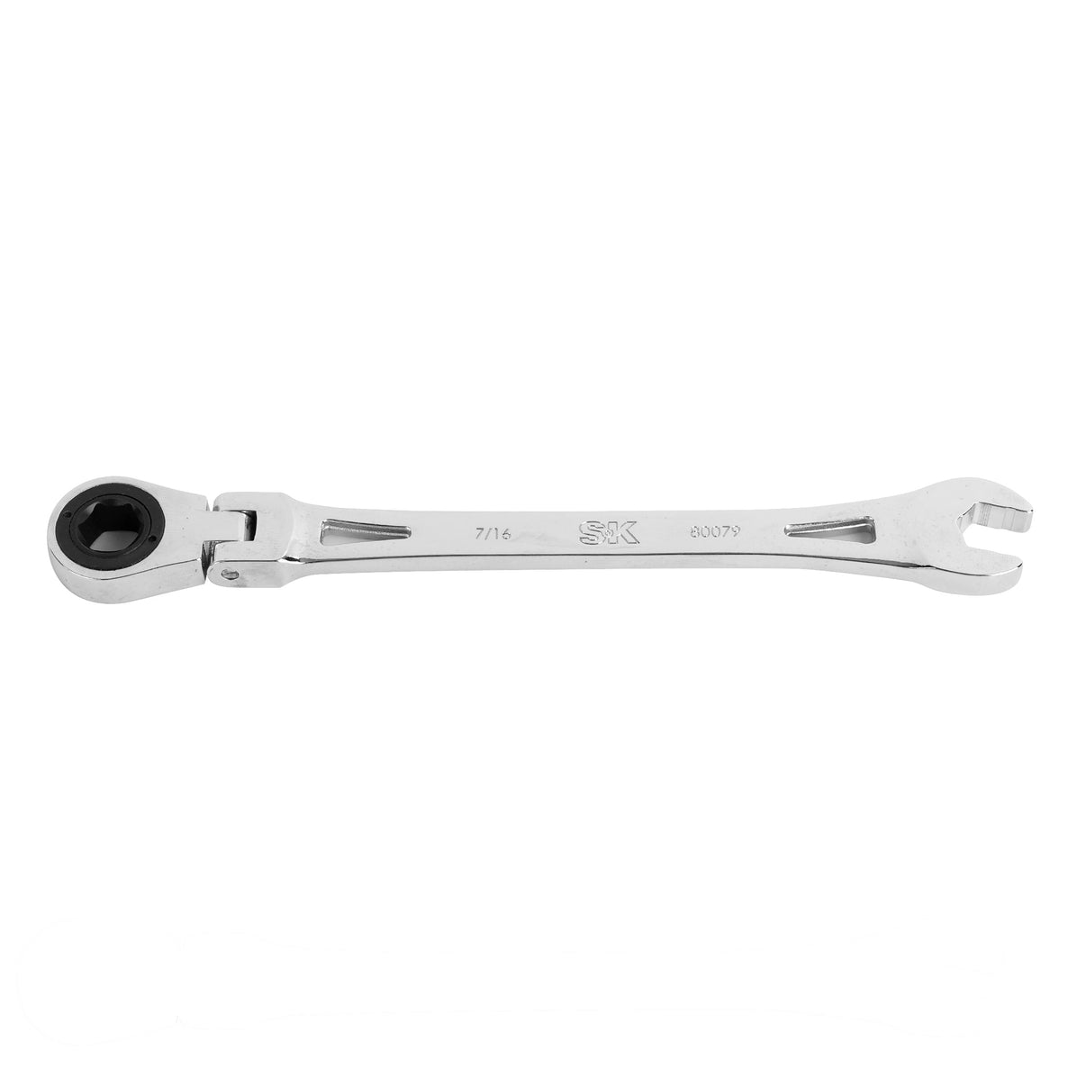 SK80079 - Flex-Head X-Frame® 6-Point SAE Chrome Ratcheting Combination Wrench, 7/16"
