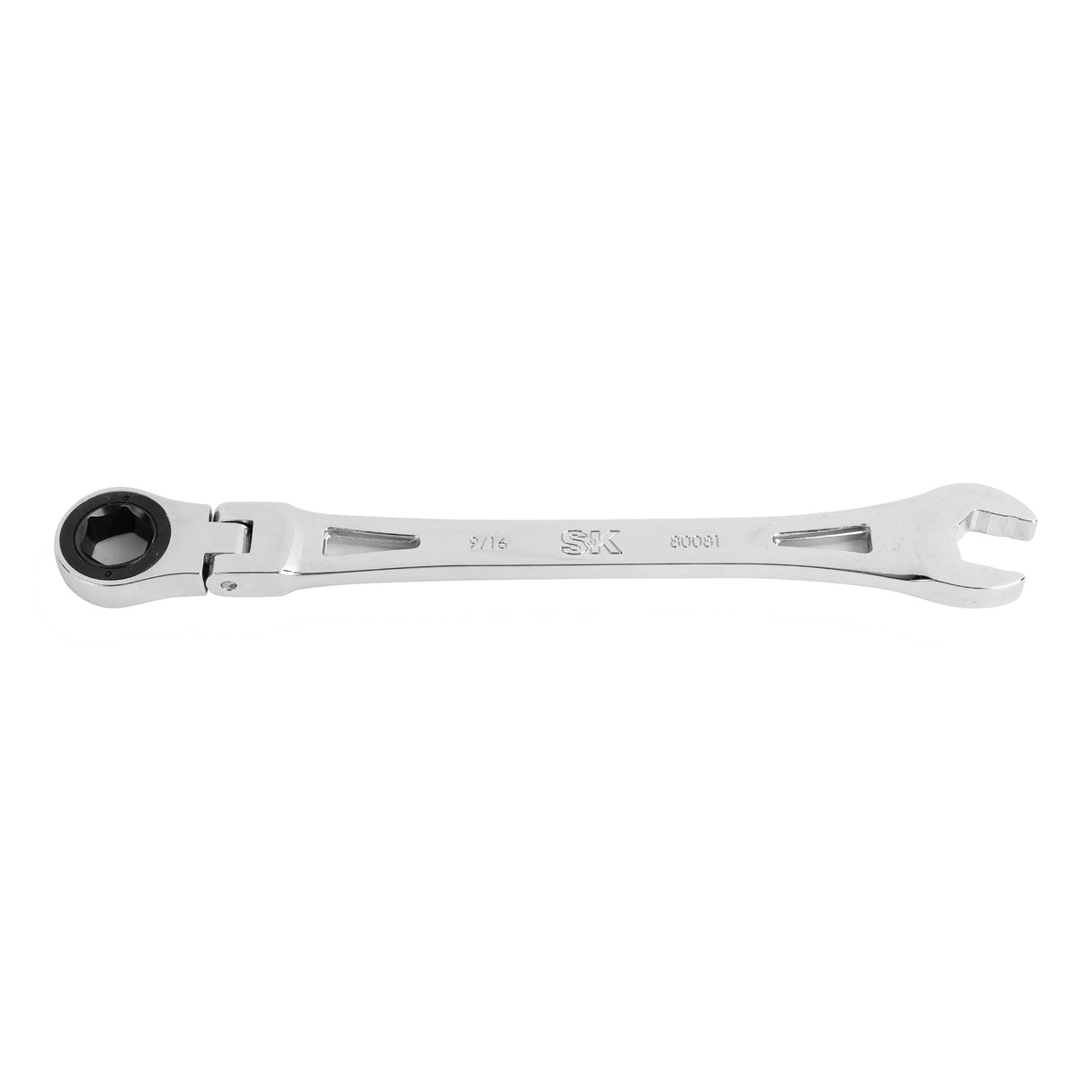 SK80081 - Flex-Head X-Frame® 6-Point SAE Chrome Ratcheting Combination Wrench, 9/16"