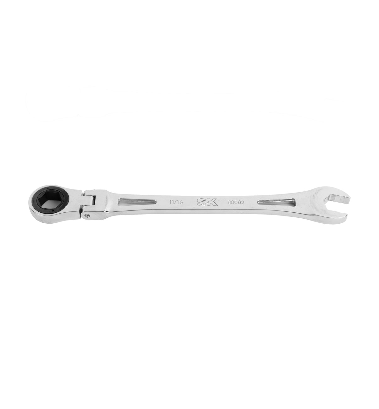 SK80083 - Flex-Head X-Frame® 6-Point SAE Chrome Ratcheting Combination Wrench, 11/16"