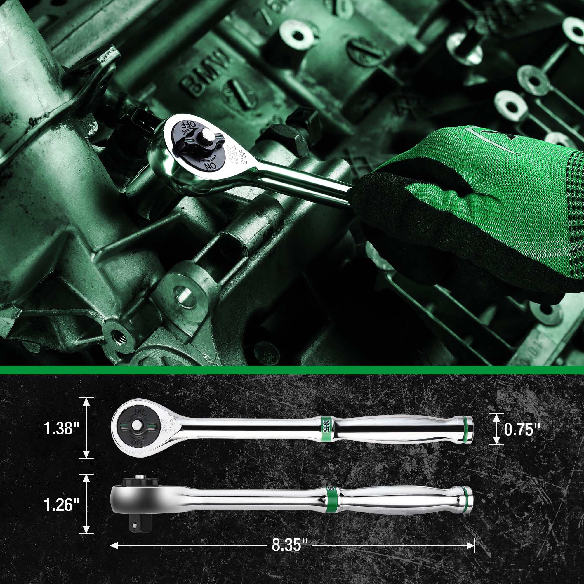 SK01309-216P - 30 Piece 3/8" Drive, 6 Point, Standard & Deep, SAE Chrome Socket Set View 5