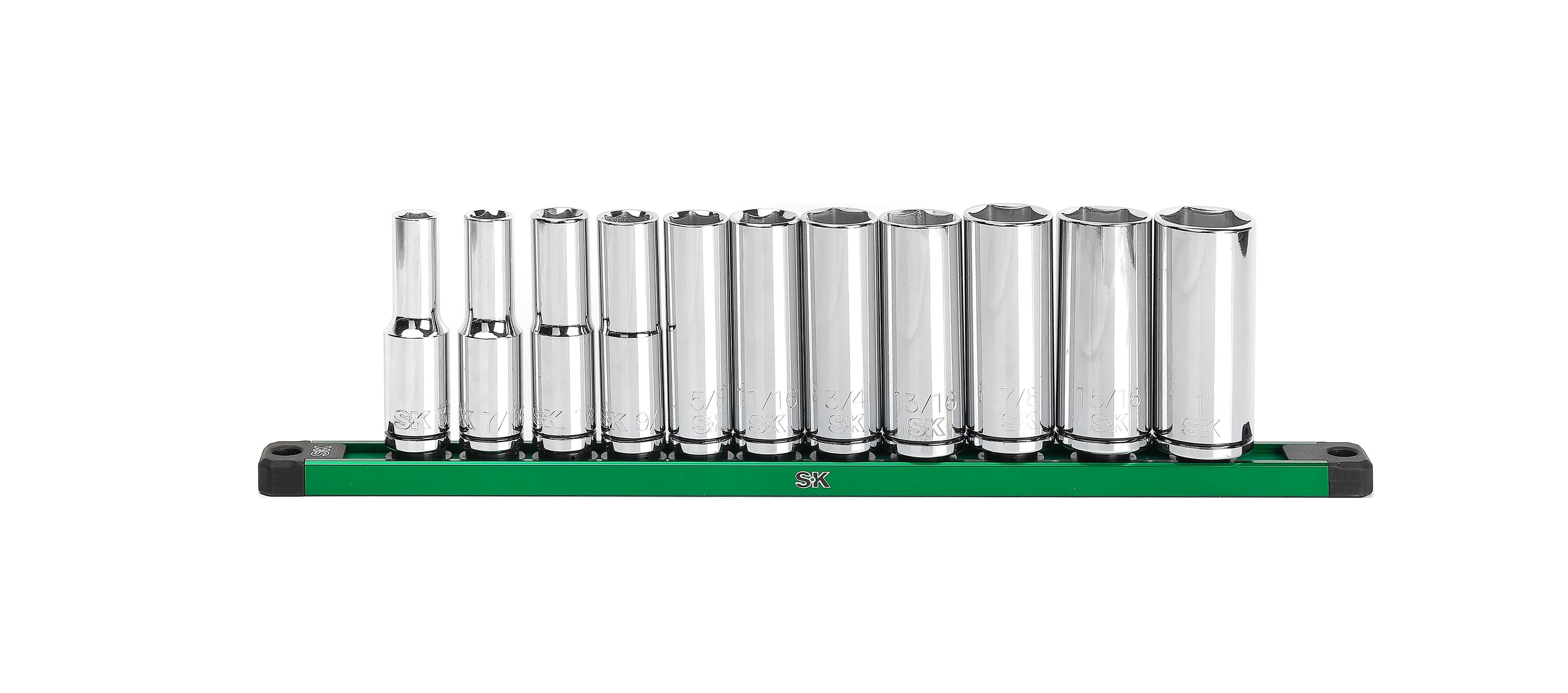 SK01348 - 1/2" Drive, 11 Piece, 6 Point, SAE, Deep Chrome Socket Set