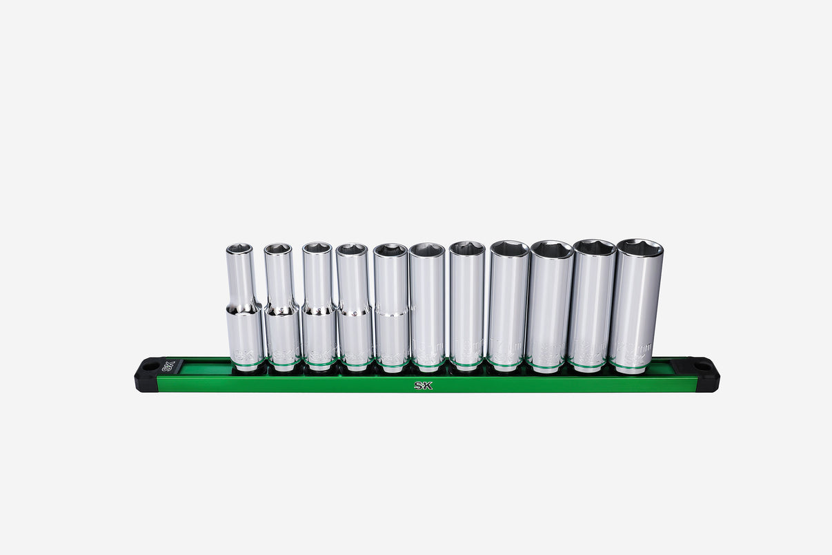 SK01349 - 1/2" Drive, 11 Piece, 6 Point, Metric, Deep Chrome Socket Set