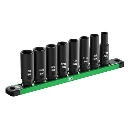 3/8" Drive, 8 Piece, 6 Point, Deep SAE Impact Socket Set, #SK01350