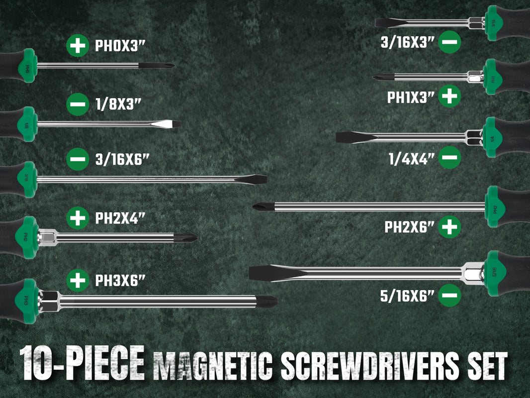 SK01460 - 10 Piece Dual-Material Magnetic Combination Screwdriver Set View 2