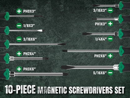 SK01460 - 10 Piece Dual-Material Magnetic Combination Screwdriver Set View 2