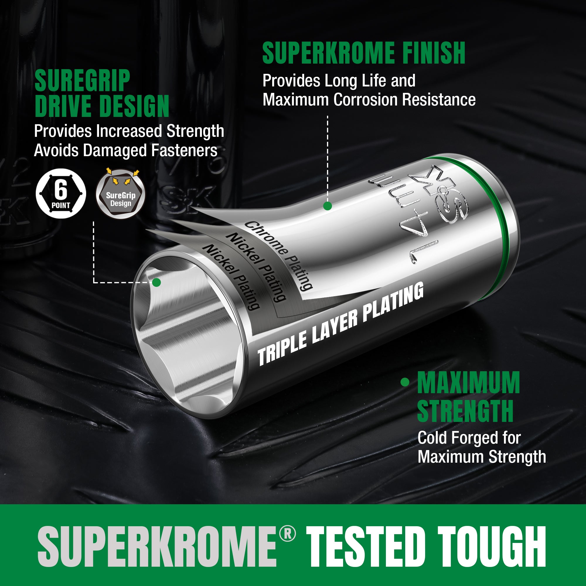 SK01301-216P - 30 Piece 1/4" Drive, 6 Point, Standard & Deep, Metric Chrome Socket Set View 7