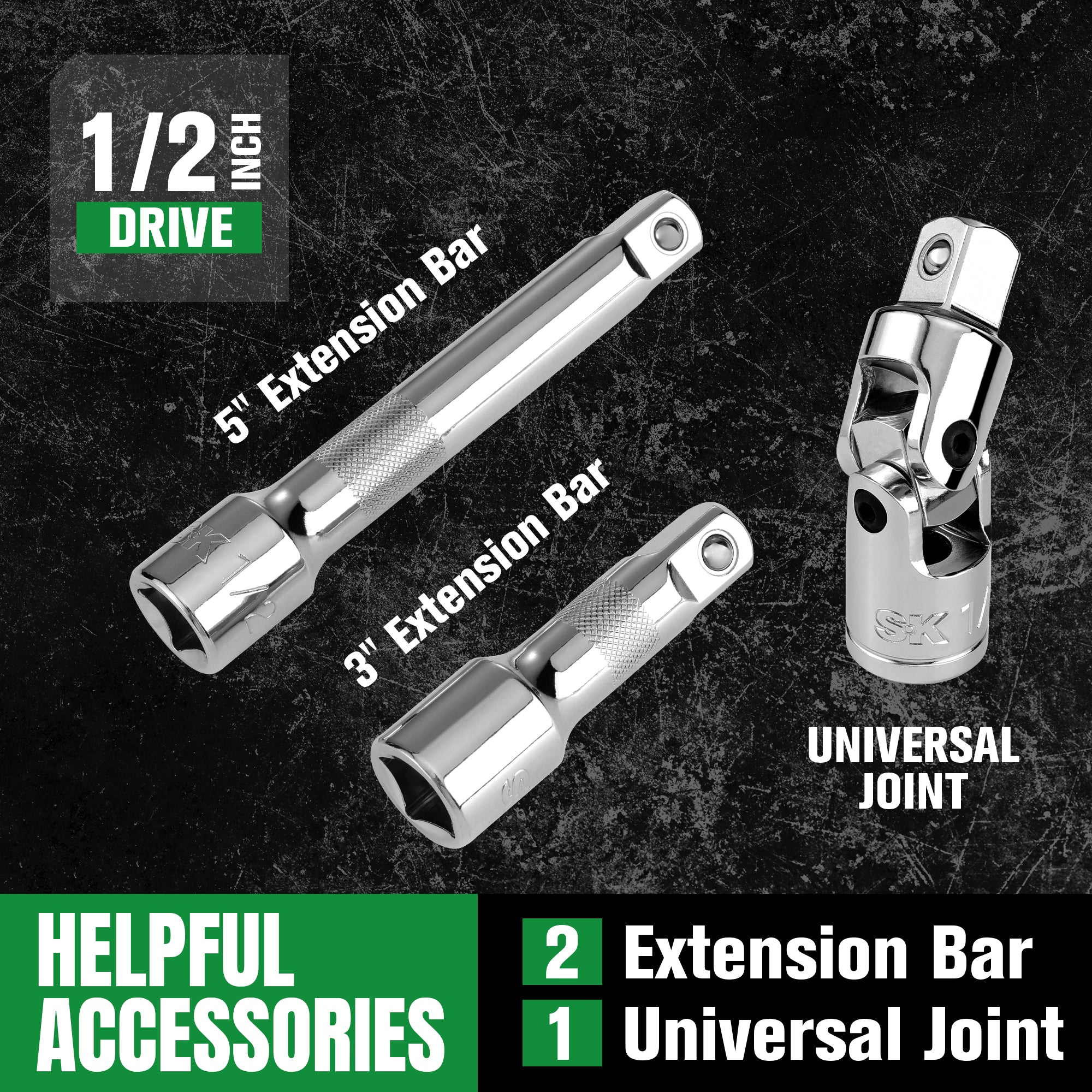 SK01314-216P - 52 Piece 1/2" Drive, 6 Point, Standard & Deep, SAE & Metric Chrome Socket Set View 6
