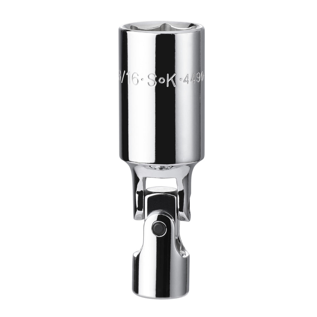 13/16" 3/8" Drive Fractional Swivel Spark Plug Chrome Socket