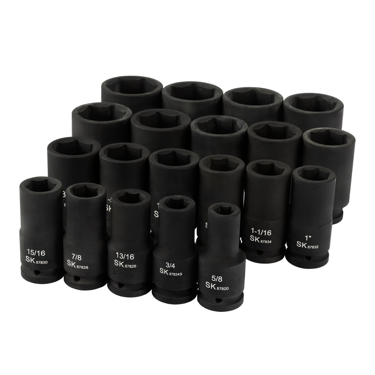 SK87920 - 3/4" Drive, 20 Piece, 6 Point, Deep SAE Impact Socket Set