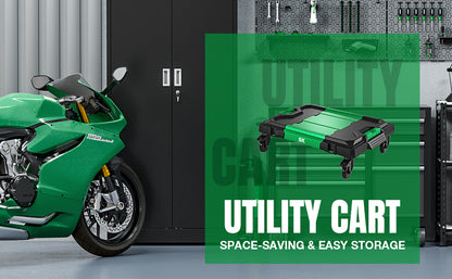 Green SK Tools USA Multi-Purpose Utility Cart with wheels for easy mobility and storage in garage or workshop