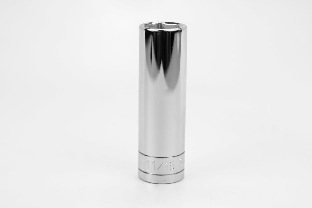 11/16" 1/2" Drive 6 Point Fractional Deep Chrome Socket