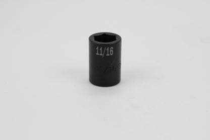 11/16" 1/2" Drive 6 Point Standard Fractional Impact Socket