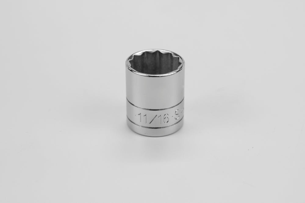 11/16" 3/8" Drive 12 Point Fractional Standard Chrome Socket