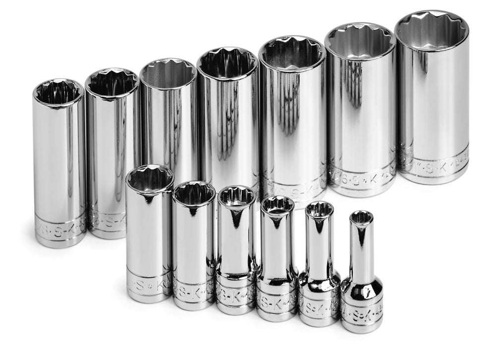 13 Piece 3/8" Drive 12 Point Deep Fractional Chrome Socket Set