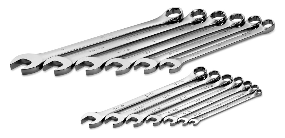 13 Piece 6 Point Fractional Long Combination Chrome Wrench Set