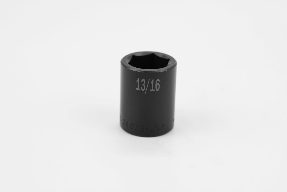 13/16" 1/2" Drive 6 Point Standard Fractional Impact Socket