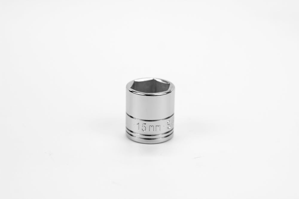 15 mm 1/4" Drive 6 Point Metric Standard Chrome Socket