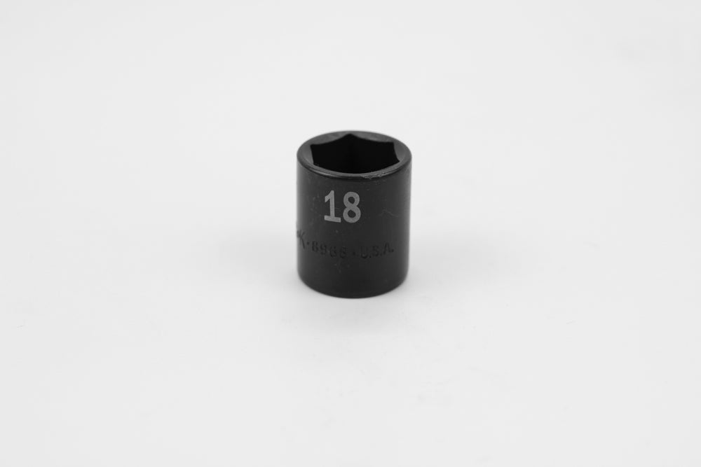 18 mm 3/8" Drive 6 Point Standard Metric Impact Socket