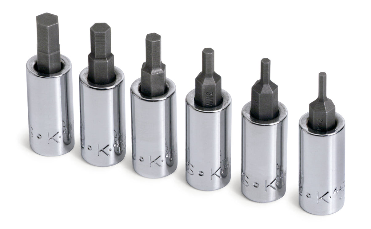 6 Piece 1/4" Drive Metric Hex Bit Socket Set