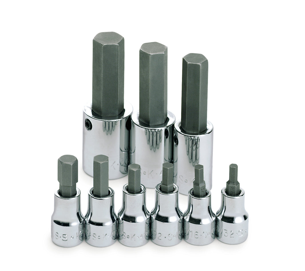 9 Piece 3/8" and 1/2" Drive Fractional Hex Bit Socket Set