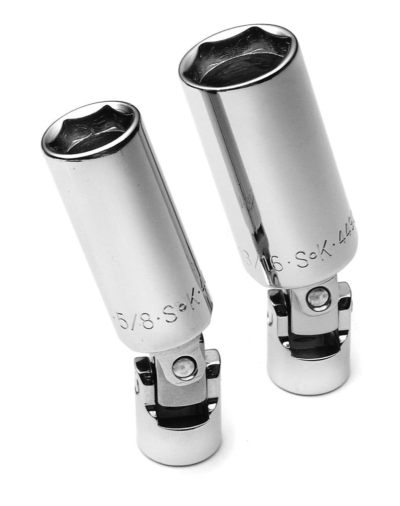 2 Piece 3/8" Drive Flex Spark Plug Chrome Socket Set