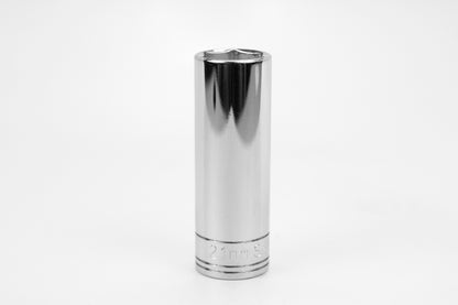 21 mm 1/2" Drive 6 Point Metric Deep Chrome Socket