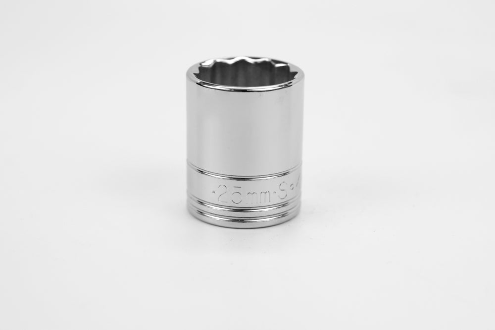 25 mm 1/2" Drive 12 Point Metric Standard Chrome Socket
