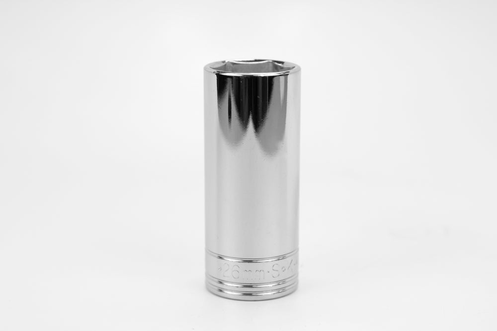 26 mm 1/2" Drive 6 Point Metric Deep Chrome Socket