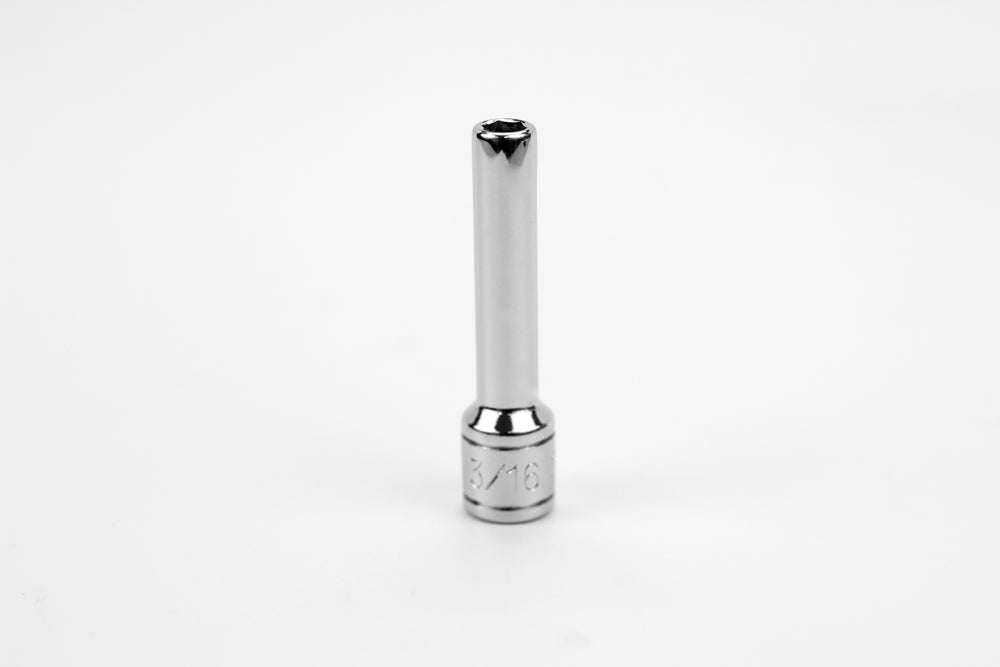 3/16" 1/4" Drive 6 Point Fractional Deep Chrome Socket