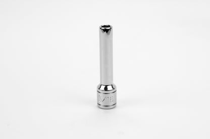3/16" 1/4" Drive 6 Point Fractional Deep Chrome Socket