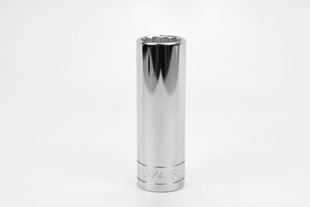 3/4" 1/2" Drive 12 Point Fractional Deep Chrome Socket