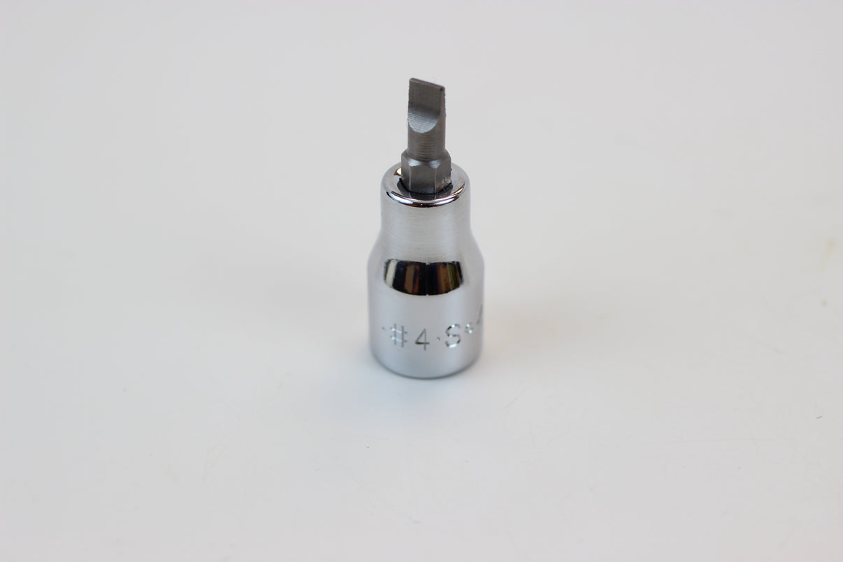 #4 3/8" Drive Slotted Screwdriver Chrome Bit Socket