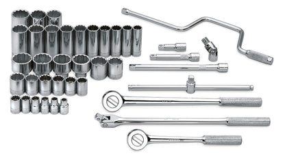 40 Piece 1/2" Drive 12 Pt Std and Deep SAE Socket Set
