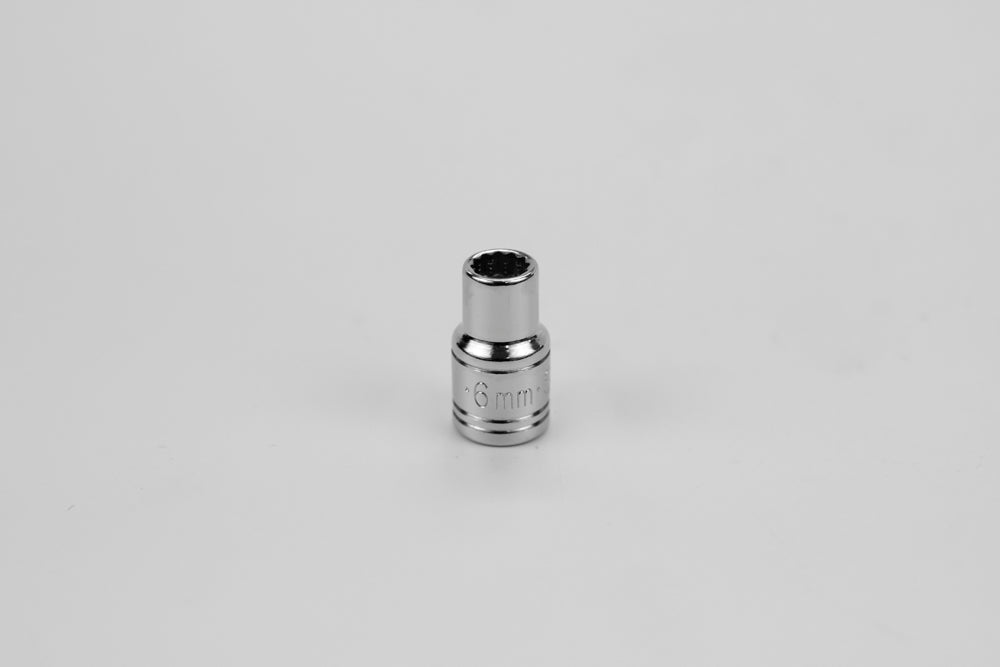 6 mm 1/4" Drive 12 Point Metric Standard Chrome Socket