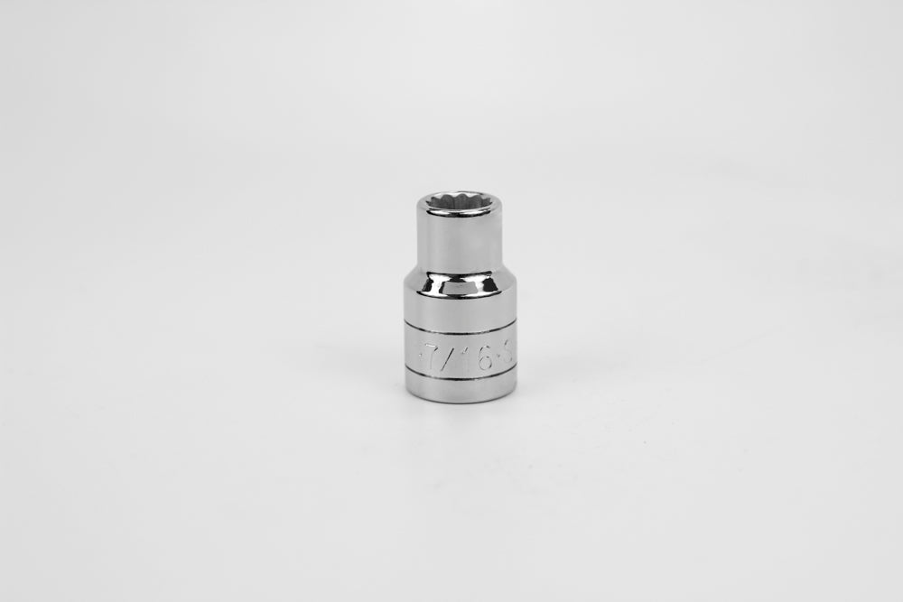 7/16" 1/2" Drive 12 Point Fractional Standard Chrome Socket