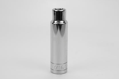 7/16" 1/2" Drive 6 Point Fractional Deep Chrome Socket