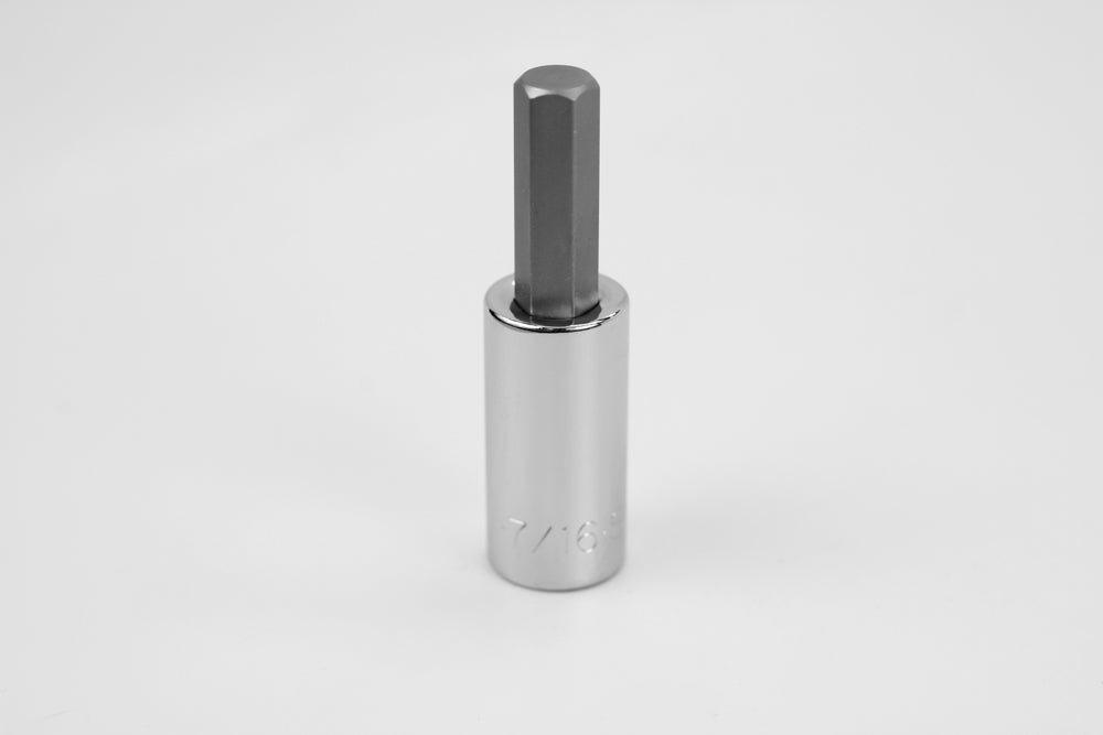 7/16" 1/2" Drive Hex Chrome Bit Socket