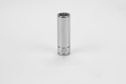 7/16" 1/4" Drive 12 Point Fractional Deep Chrome Socket