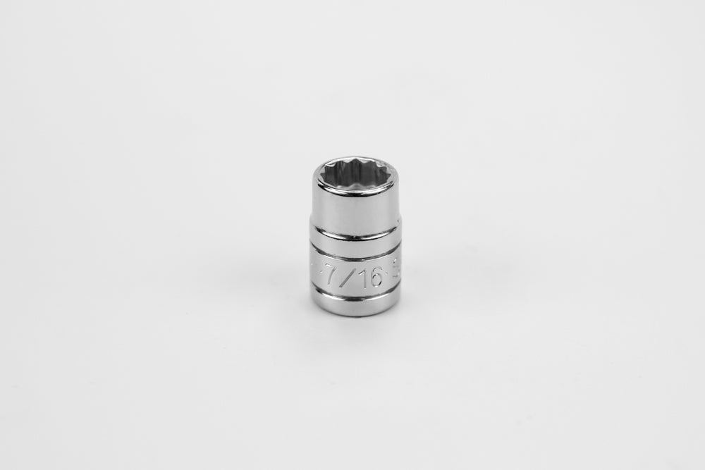 7/16" 3/8" Drive 12 Point Fractional Standard Chrome Socket