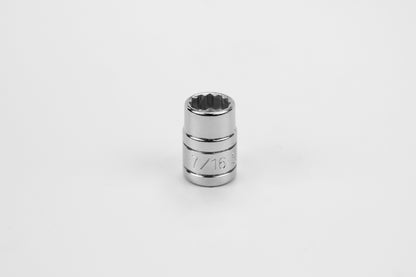 7/16" 3/8" Drive 12 Point Fractional Standard Chrome Socket