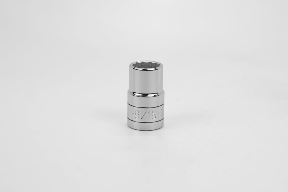 9/16" 1/2" Drive 12 Point Fractional Standard Chrome Socket